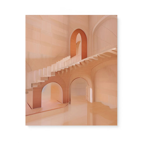 Bohemian Neutral Architecture with Stairs and Arches Canvas Wall Art {Boho Labyrinth} Canvas Wall Art Sckribbles 20x24  