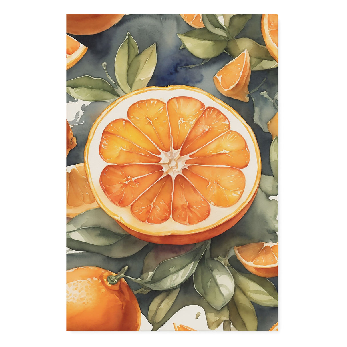 Fresh Watercolor Orange Canvas Wall Art {Morning Citrus} Canvas Wall Art Sckribbles 32x48  