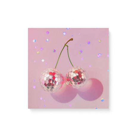 Fun Cute Pink Cherry Disco Balls Wall Art Canvas {Fruity Disco} Canvas Wall Art Sckribbles 16x16  