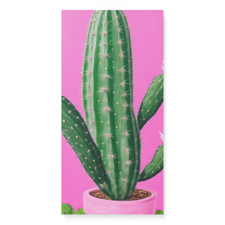 Bright Pink and Green Canvas Wall Art {Cactus Love} Canvas Wall Art Sckribbles 16x32  