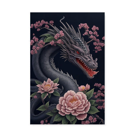 Dark Mythical Dragon Wall Art Canvas {Dragon Beauty} Canvas Wall Art Sckribbles 24x36  