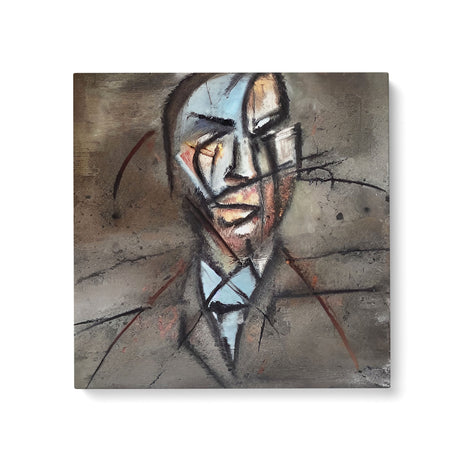 Grunge Brown Abstract Portrait of a Man Wall Art Canvas {To Pontificate} Canvas Wall Art Sckribbles 24x24  