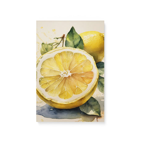 Sliced Lemon Bright Kitchen Watercolor Wall Art Canvas {Slice of Sour} Canvas Wall Art Sckribbles 8x12  
