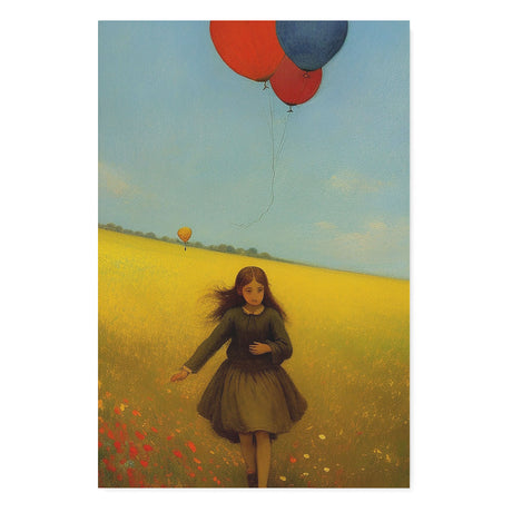 Charming Whimsical Wall Art Canvas {Girl with Balloon V4} Canvas Wall Art Sckribbles 32x48  