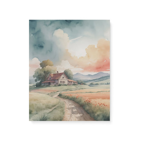 Classic Landscape Watercolor Wall Art Canvas {Road to Calm} Canvas Wall Art Sckribbles 16x20  