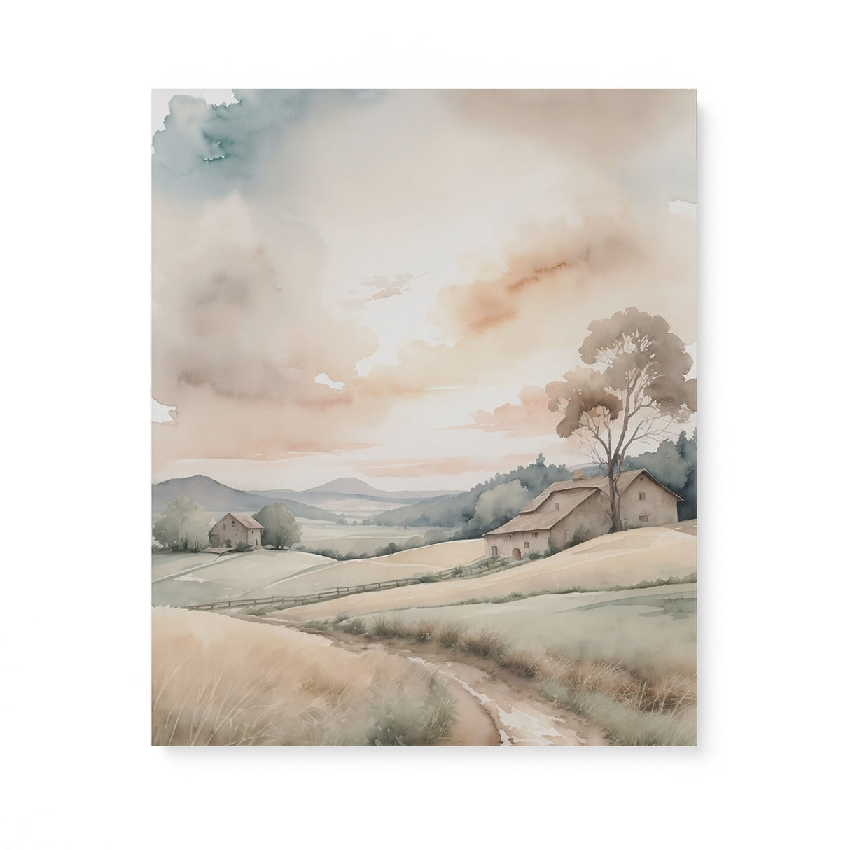Beautiful Scenic Watercolor Wall Art Canvas {Country Road} Canvas Wall Art Sckribbles 20x24  