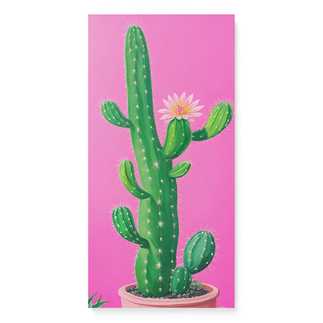 Bright Colorful Pot Plant Wall Art Canvas {Spunky Cactus} Canvas Wall Art Sckribbles 16x32  