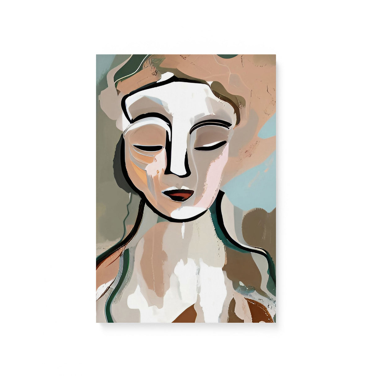 Modern Boho Portrait Canvas Wall Art of a Woman in Neutral Tones {Beige Bohemian} Canvas Wall Art Sckribbles 8x12  
