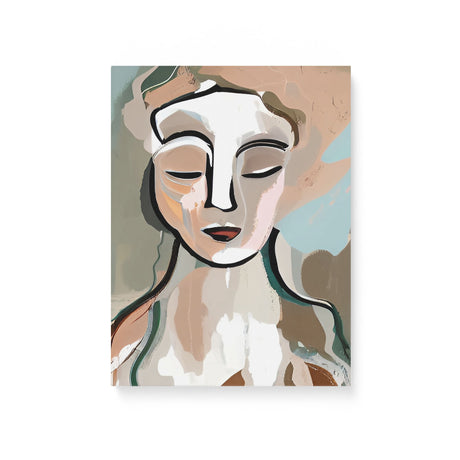 Modern Boho Portrait Canvas Wall Art of a Woman in Neutral Tones {Beige Bohemian} Canvas Wall Art Sckribbles 12x16  