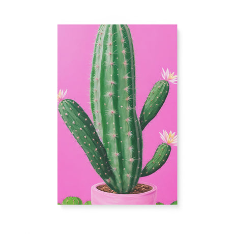 Bright Pink and Green Canvas Wall Art {Cactus Love} Canvas Wall Art Sckribbles 16x24  