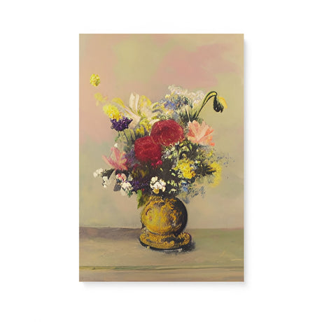 Vintage Painting of a Vase of Flowers Canvas Wall Art {The Golden Vase} Canvas Wall Art Sckribbles 16x24  