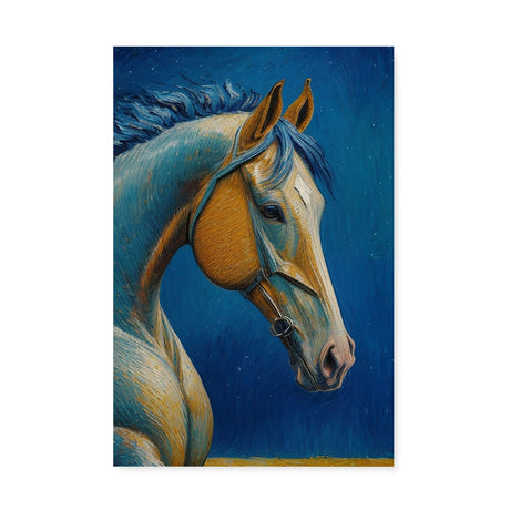 Horse Oil Painting in Blue & Orange Wall Art Canvas {Midnight Equine} Canvas Wall Art Sckribbles 20x30  
