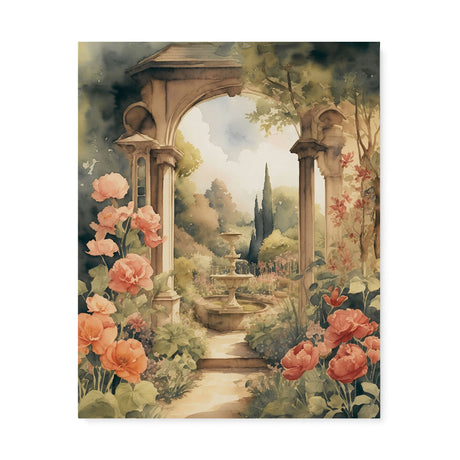 Beautiful Lush Watercolor Wall Art Canvas {English Garden V1} Canvas Wall Art Sckribbles 24x30  
