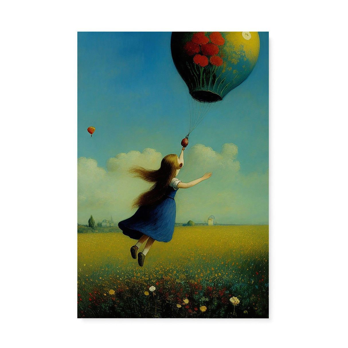 Colorful Whimsical Wall Art Canvas {Girl with Balloon V5} Canvas Wall Art Sckribbles 20x30  