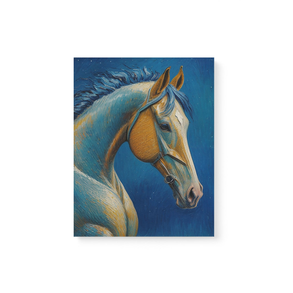 Horse Oil Painting in Blue & Orange Wall Art Canvas {Midnight Equine} Canvas Wall Art Sckribbles 11x14  