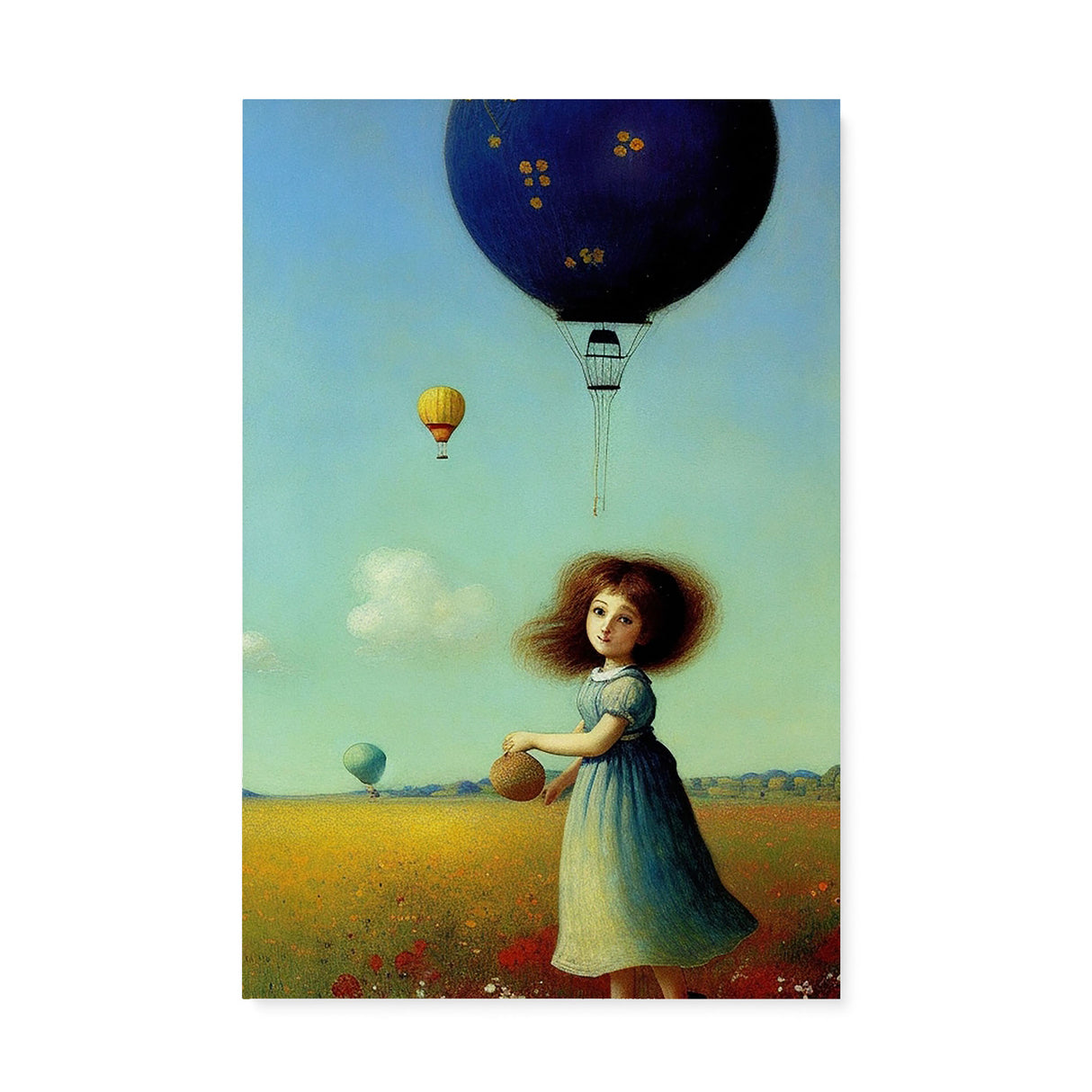 Whimsical Playful Wall Art Canvas {Girl with Balloon V3} Canvas Wall Art Sckribbles 24x36  