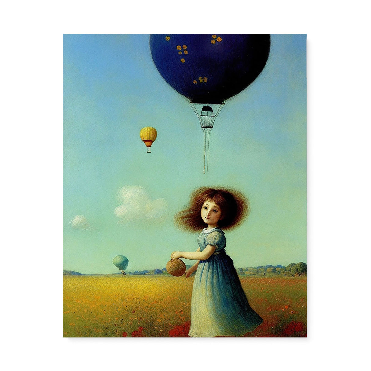 Whimsical Playful Wall Art Canvas {Girl with Balloon V3} Canvas Wall Art Sckribbles 24x30  