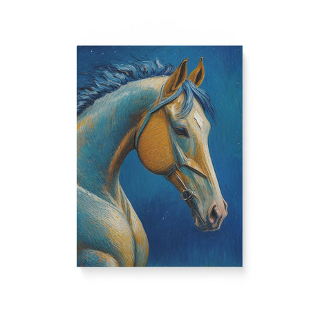 Horse Oil Painting in Blue & Orange Wall Art Canvas {Midnight Equine} Canvas Wall Art Sckribbles 12x16  