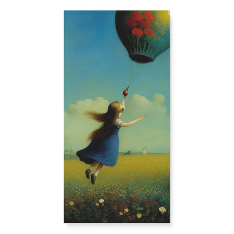 Colorful Whimsical Wall Art Canvas {Girl with Balloon V5} Canvas Wall Art Sckribbles 16x32  