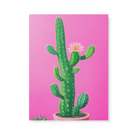 Bright Colorful Pot Plant Wall Art Canvas {Spunky Cactus} Canvas Wall Art Sckribbles 18x24  