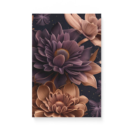 Stylized Neutral and Purple Flowers in Space Canvas Wall Art {Galaxy Love} Canvas Wall Art Sckribbles 12x18  