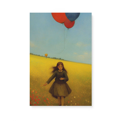 Charming Whimsical Wall Art Canvas {Girl with Balloon V4} Canvas Wall Art Sckribbles 16x24  