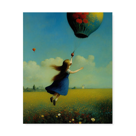 Colorful Whimsical Wall Art Canvas {Girl with Balloon V5} Canvas Wall Art Sckribbles 24x30  