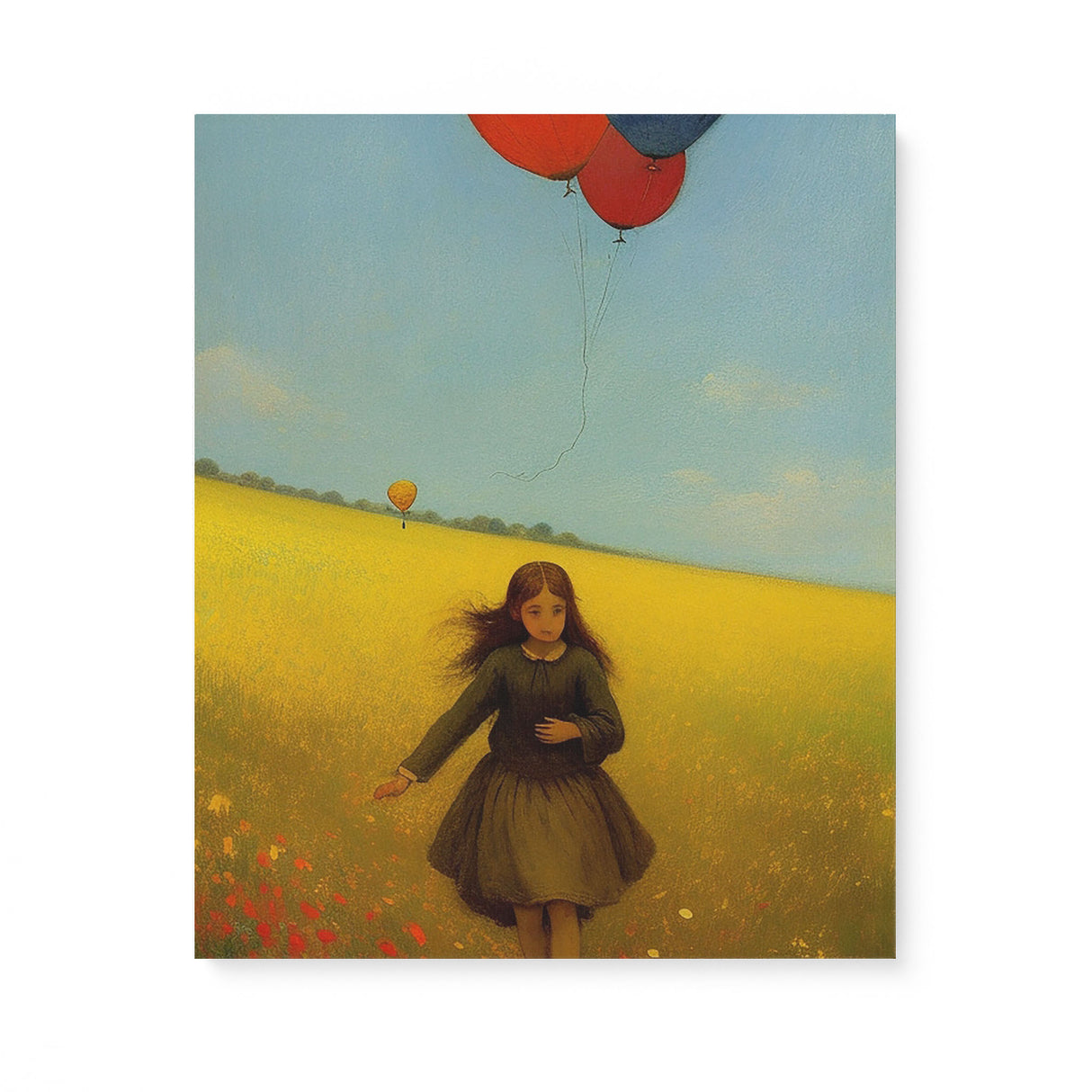 Charming Whimsical Wall Art Canvas {Girl with Balloon V4} Canvas Wall Art Sckribbles 20x24  