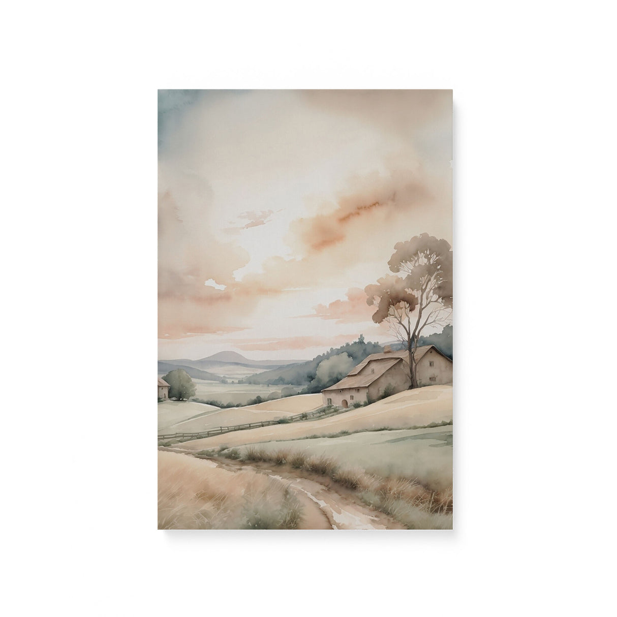 Beautiful Scenic Watercolor Wall Art Canvas {Country Road} Canvas Wall Art Sckribbles 8x12  