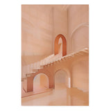 Bohemian Neutral Architecture with Stairs and Arches Canvas Wall Art {Boho Labyrinth} Canvas Wall Art Sckribbles 32x48  