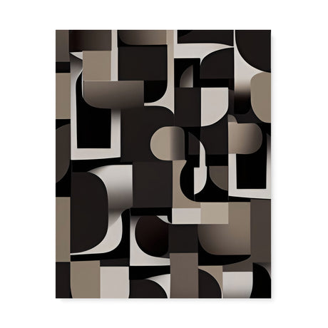 Black, White, and Beige Dark Bauhaus Inspired Pattern Wall Art Canvas {Mid-Century Chaos} Canvas Wall Art Sckribbles 24x30  