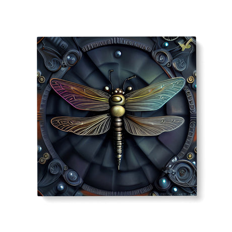 Dark Grungy 3D Insect Canvas Wall Art {Steampunk Dragonfly} Canvas Wall Art Sckribbles 24x24  