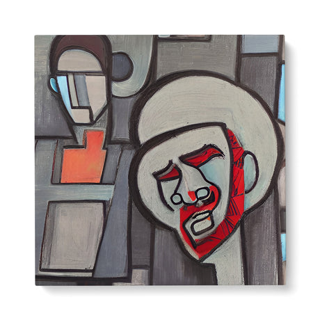 Weird Abstract Gray Portrait Wall Art Canvas {The Domesticated} Canvas Wall Art Sckribbles 40x40  