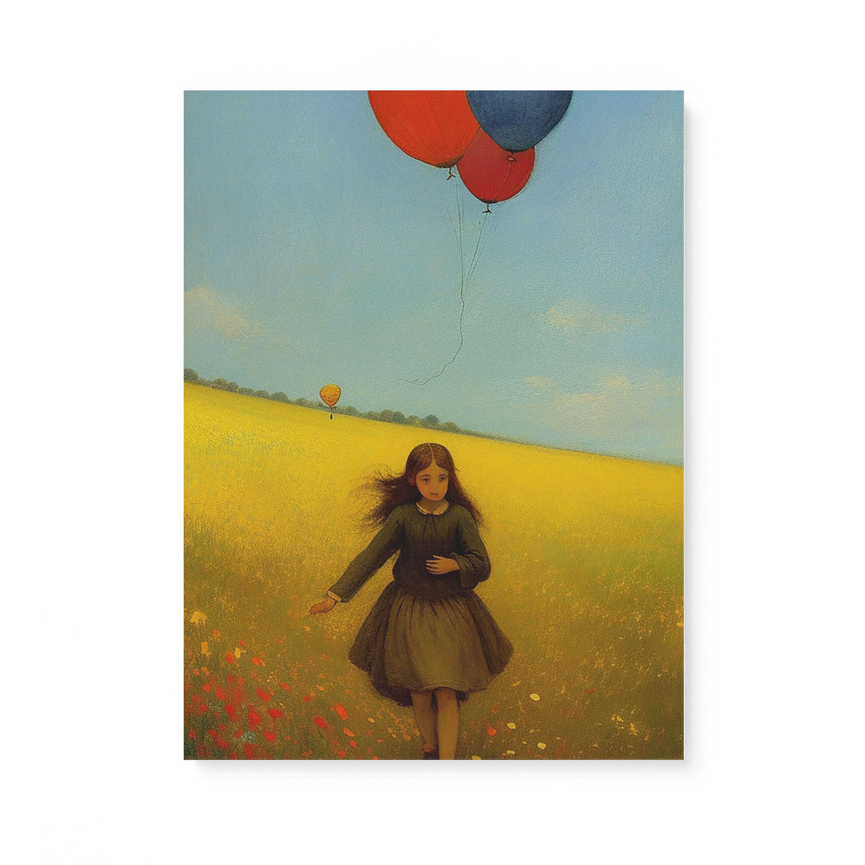 Charming Whimsical Wall Art Canvas {Girl with Balloon V4} Canvas Wall Art Sckribbles 18x24  