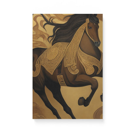 Neutral Medieval Horse Illustration Wall Art Canvas {Horse King} Canvas Wall Art Sckribbles 12x18  