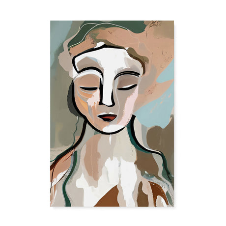 Modern Boho Portrait Canvas Wall Art of a Woman in Neutral Tones {Beige Bohemian} Canvas Wall Art Sckribbles 24x36  