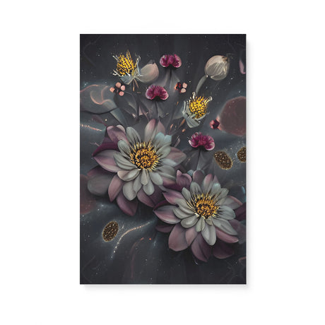 Dark Mysterious Flowers at Night Canvas Wall Art {Deep Floral} Canvas Wall Art Sckribbles 16x24  