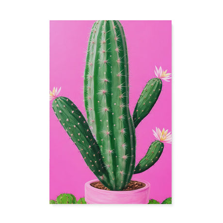 Bright Pink and Green Canvas Wall Art {Cactus Love} Canvas Wall Art Sckribbles 24x36  