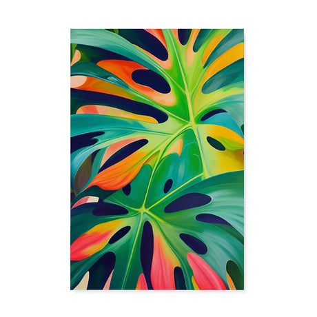 Colorful Monstera Deliciosa Swiss Cheese Wall Art Canvas {Monstera Love} Canvas Wall Art Sckribbles 24x36  