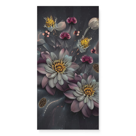 Dark Mysterious Flowers at Night Canvas Wall Art {Deep Floral} Canvas Wall Art Sckribbles 16x32  