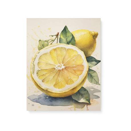 Sliced Lemon Bright Kitchen Watercolor Wall Art Canvas {Slice of Sour} Canvas Wall Art Sckribbles 16x20  