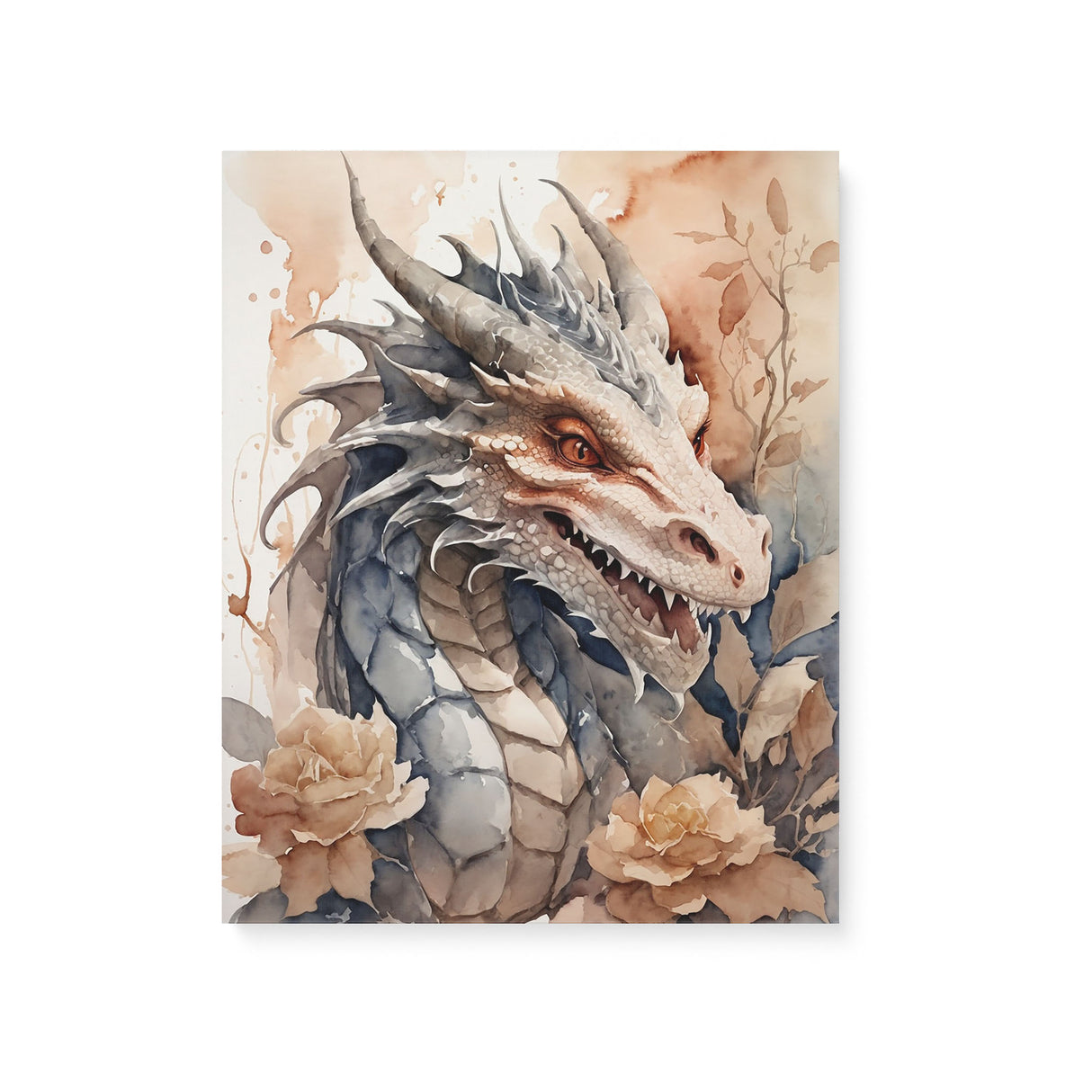 Mythical Medieval Watercolor Wall Art Canvas {World of Dragon} Canvas Wall Art Sckribbles 16x20  