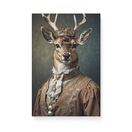 Vintage 18th-Century Deer Portrait Wall Art Canvas {Deer Royalty} Canvas Wall Art Sckribbles 12x18  