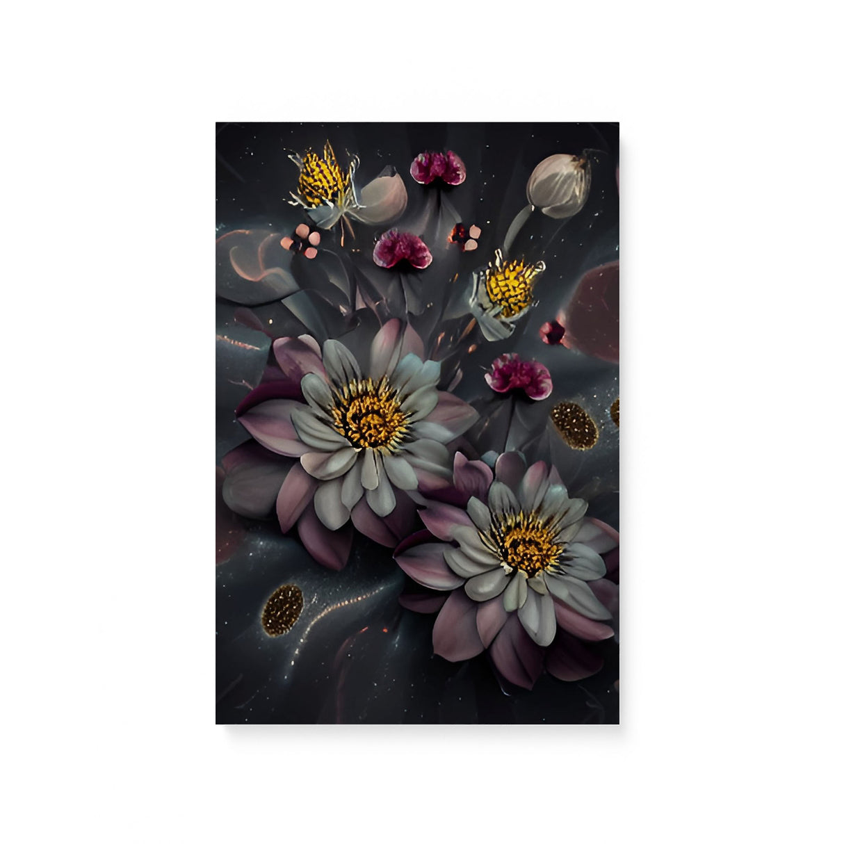 Dark Mysterious Flowers at Night Canvas Wall Art {Deep Floral} Canvas Wall Art Sckribbles 8x12  