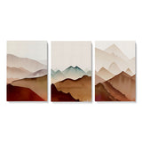 Neutral Brown Watercolor-Style Bohemian Landscape Set of 3 Canvas Wall Art {Dreamy Boho Mountains} Canvas Wall Art Set Sckribbles   