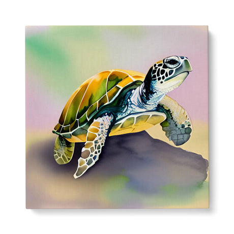 Cute Watercolor Sea Turtle Wall Art Canvas {Pastel Turtle} Canvas Wall Art Sckribbles 40x40  