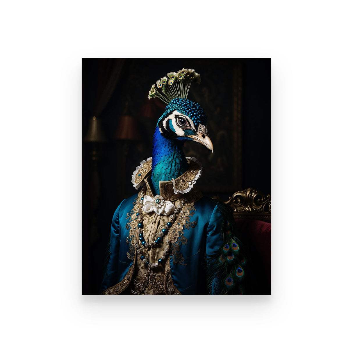 18th-Century Vintage Sckribbles Art Fine Portrait {The Peacoc Regal Peacock Print –