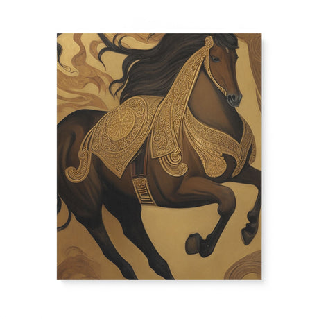Neutral Medieval Horse Illustration Wall Art Canvas {Horse King} Canvas Wall Art Sckribbles 20x24  