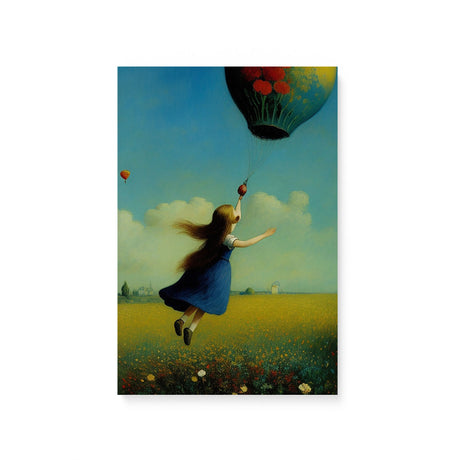 Colorful Whimsical Wall Art Canvas {Girl with Balloon V5} Canvas Wall Art Sckribbles 8x12  