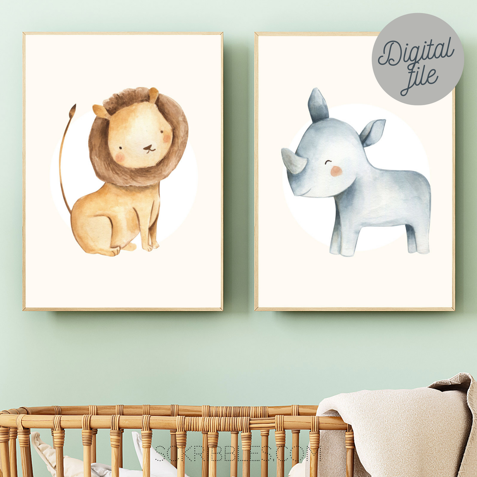 Animal Prints for Nursery Set of 2 3 4 6 Wall Art Safari 